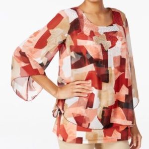 NEW PETITE X-SMALL CHIFFON OVERLAY BLOUSE LOT476